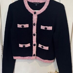 Brooks Brothers Black Cardigan with Pink Accents